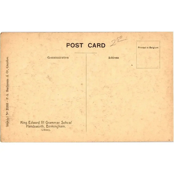 King Edward VI Grammar School Handsworth Birmingham Library Postcard - Picture 2 of 2